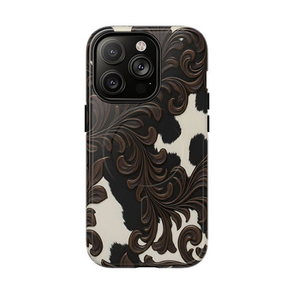Faux Tooled Black Cowhide Magnetic Case