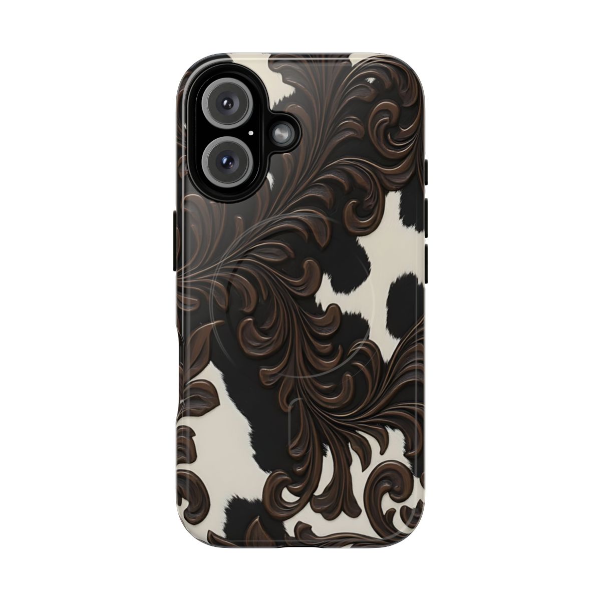 Faux Tooled Black Cowhide Magnetic Case