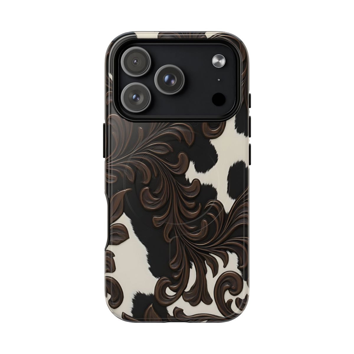 Faux Tooled Black Cowhide Magnetic Case
