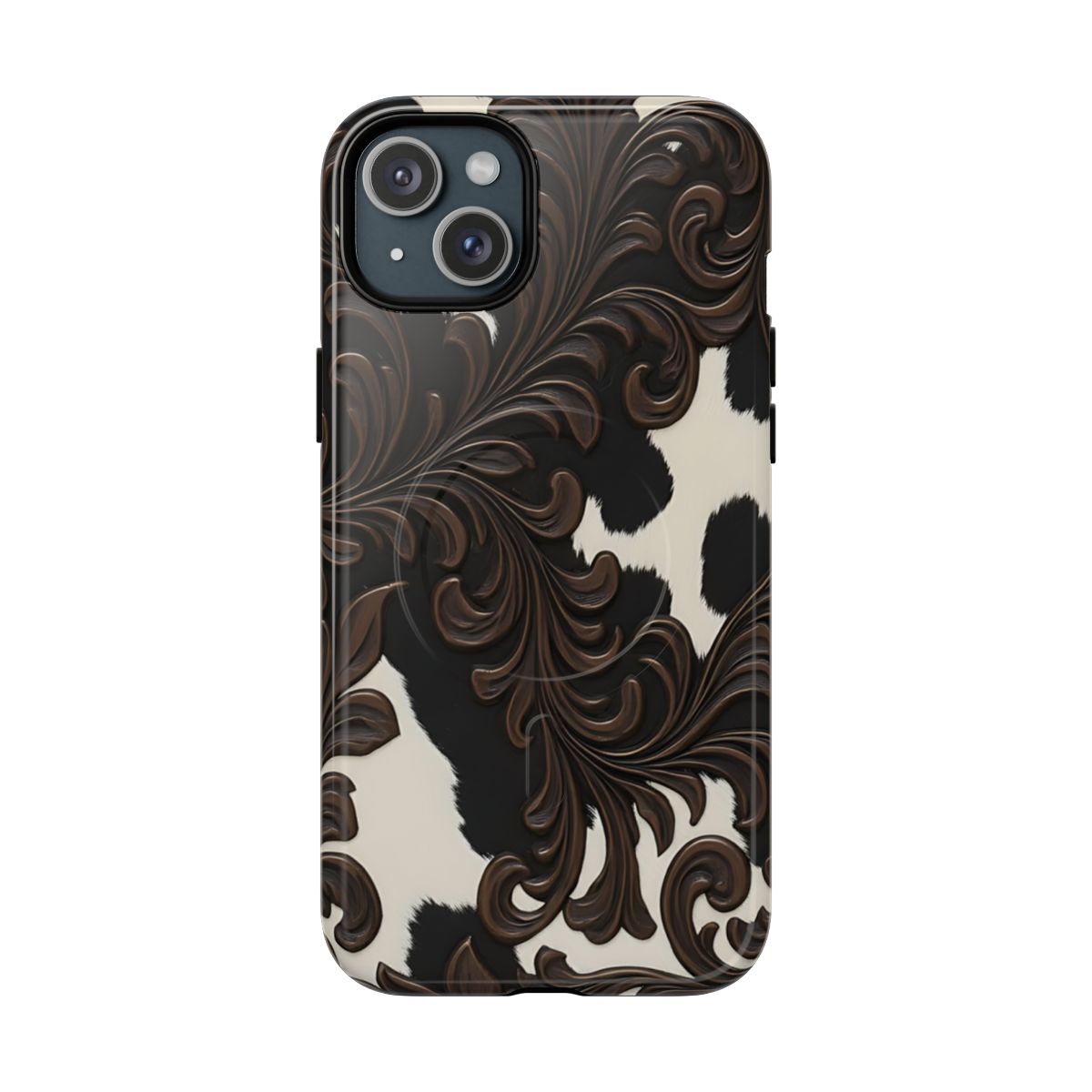 Faux Tooled Black Cowhide Magnetic Case