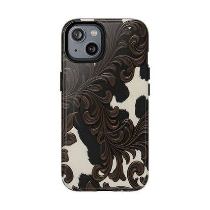 Faux Tooled Black Cowhide Magnetic Case