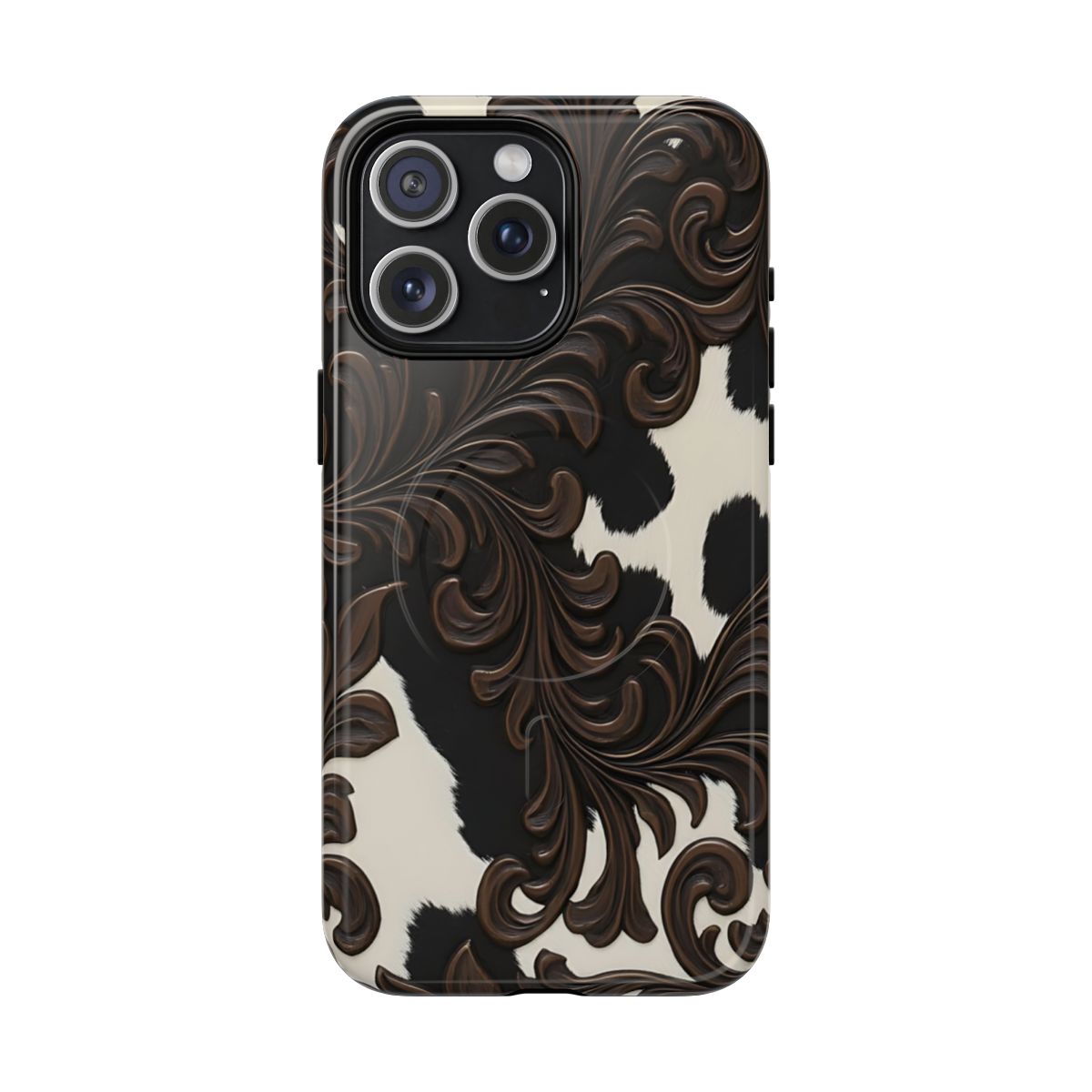 Faux Tooled Black Cowhide Magnetic Case
