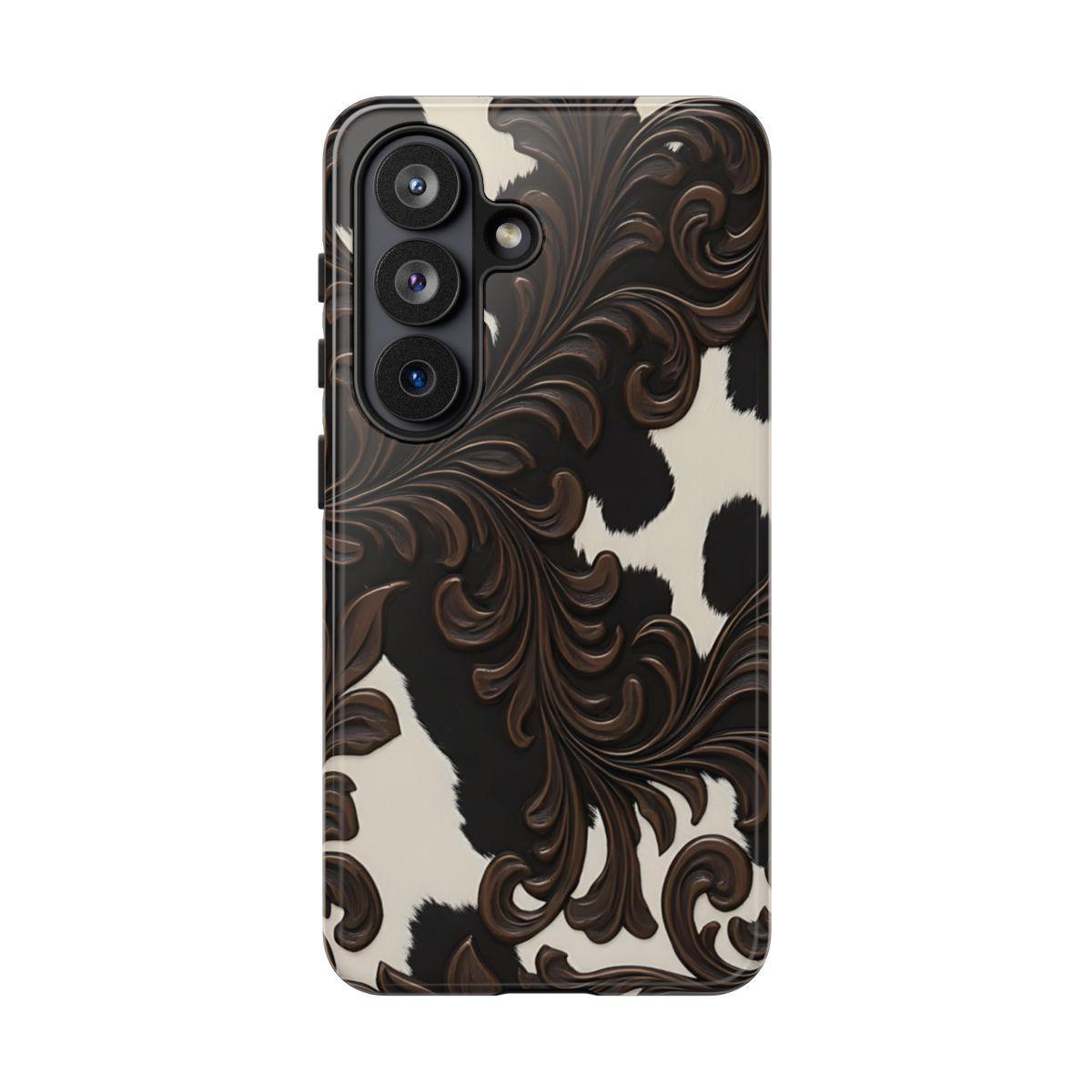 Faux Tooled Black Cowhide Tough Case