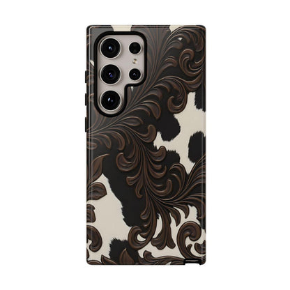 Faux Tooled Black Cowhide Tough Case