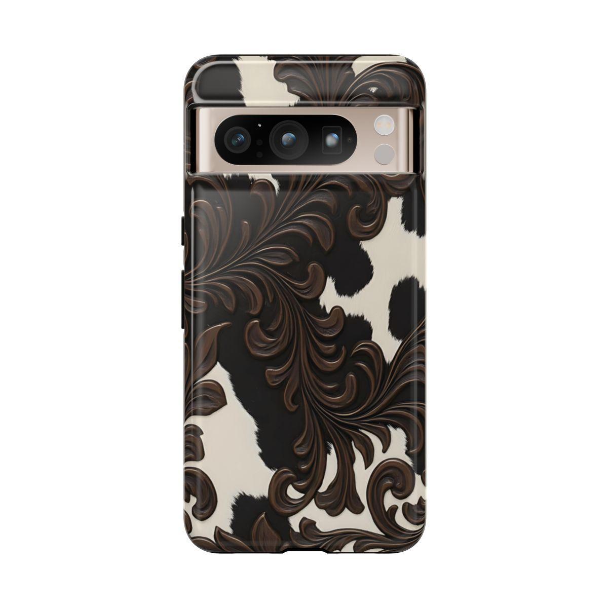 Faux Tooled Black Cowhide Tough Case