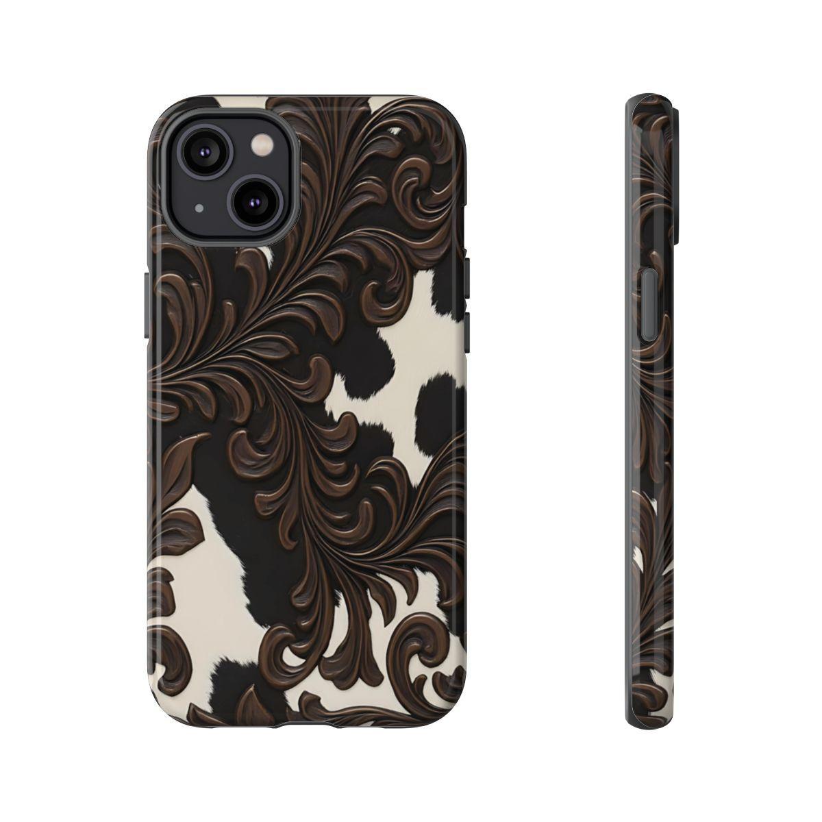 Faux Tooled Black Cowhide Tough Case