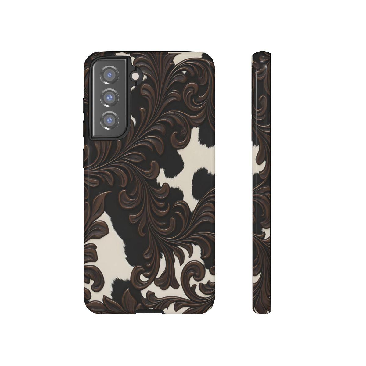 Faux Tooled Black Cowhide Tough Case