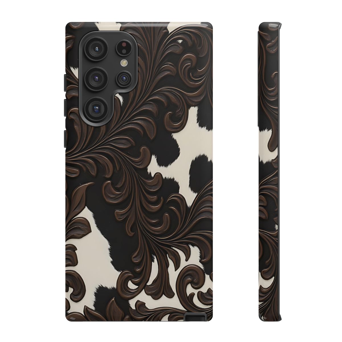 Faux Tooled Black Cowhide Tough Case