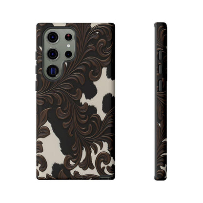 Faux Tooled Black Cowhide Tough Case