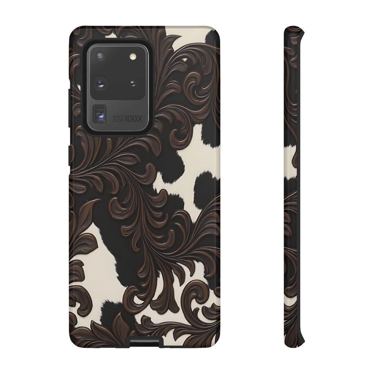 Faux Tooled Black Cowhide Tough Case