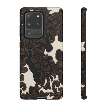 Faux Tooled Black Cowhide Tough Case