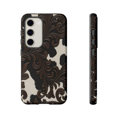 Faux Tooled Black Cowhide Tough Case