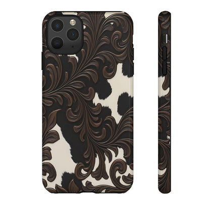 Faux Tooled Black Cowhide Tough Case