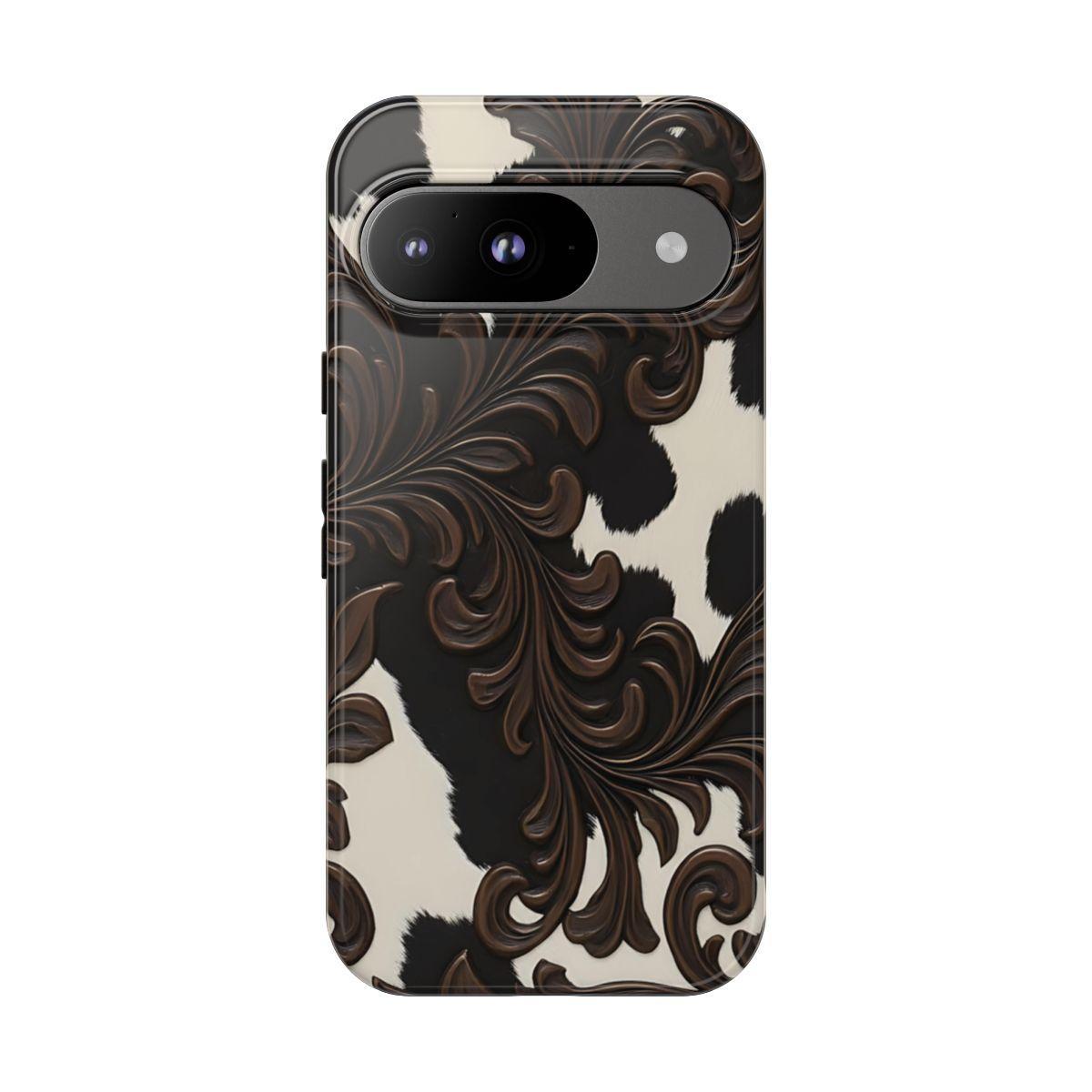 Faux Tooled Black Cowhide Tough Case