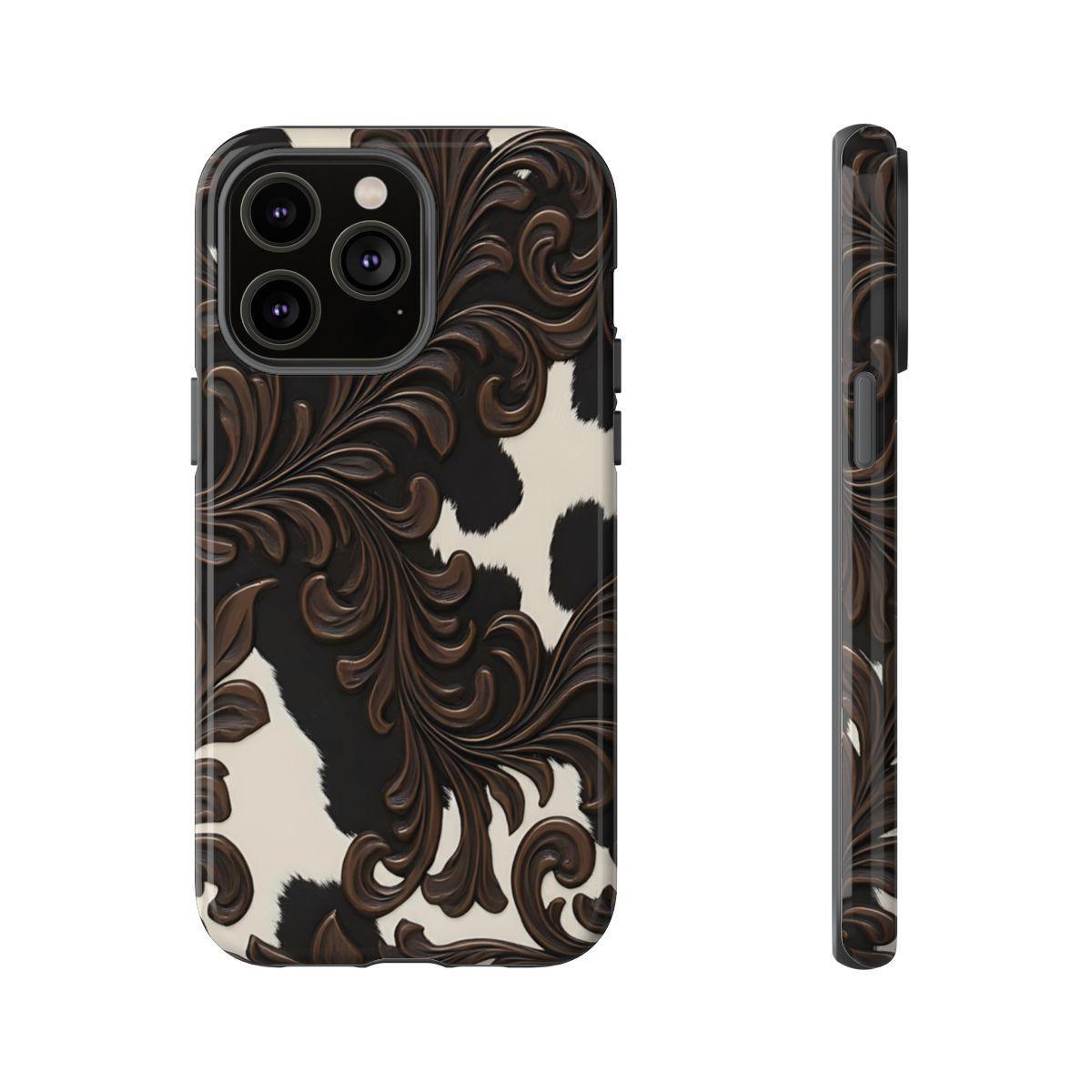Faux Tooled Black Cowhide Tough Case
