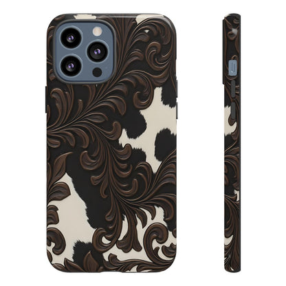 Faux Tooled Black Cowhide Tough Case