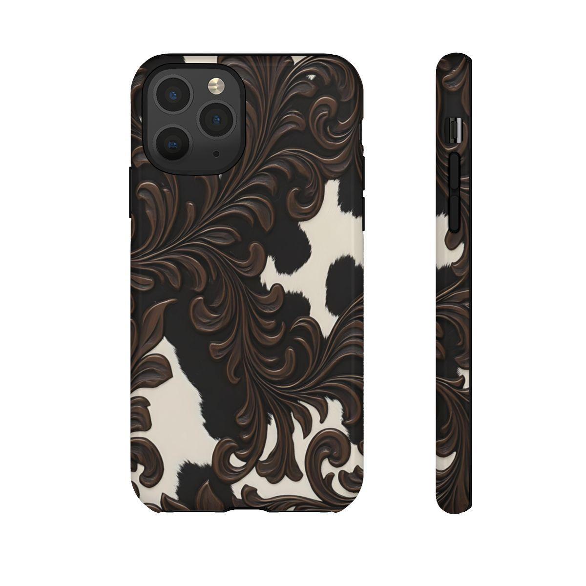 Faux Tooled Black Cowhide Tough Case