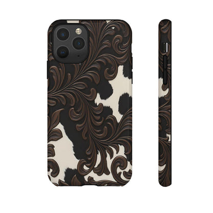 Faux Tooled Black Cowhide Tough Case