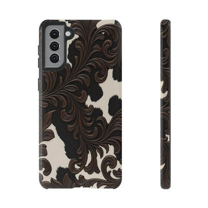 Faux Tooled Black Cowhide Tough Case