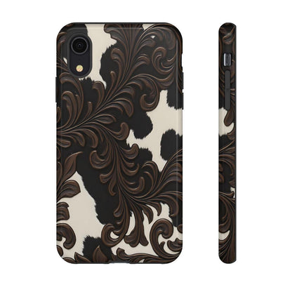 Faux Tooled Black Cowhide Tough Case