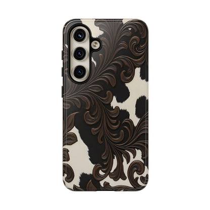 Faux Tooled Black Cowhide Tough Case