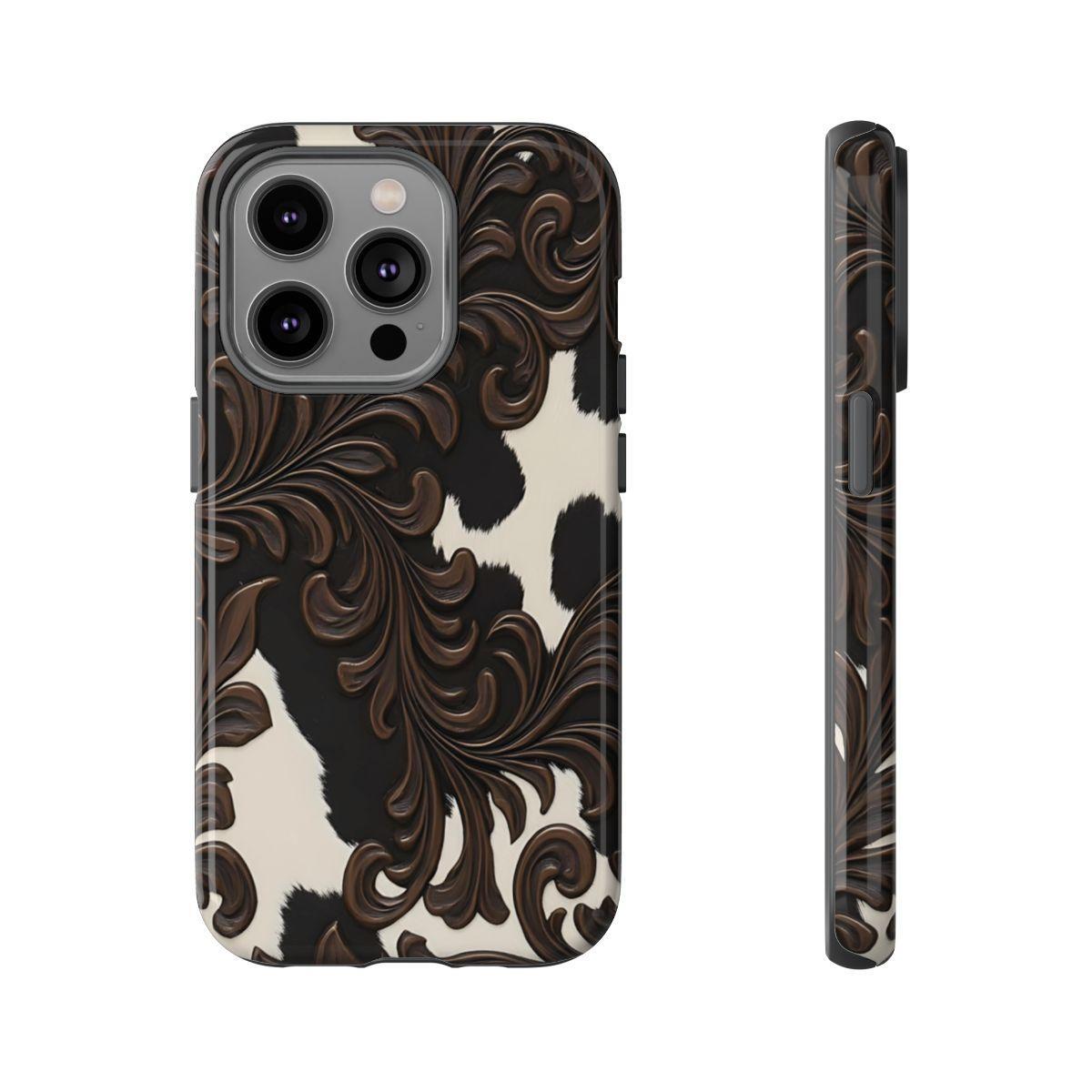 Faux Tooled Black Cowhide Tough Case