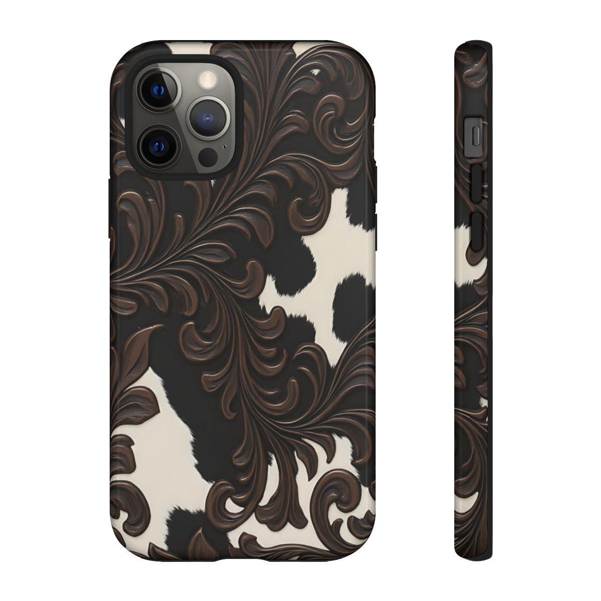 Faux Tooled Black Cowhide Tough Case