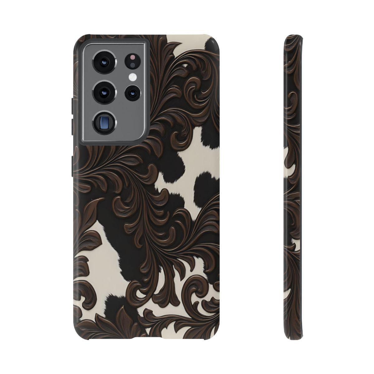Faux Tooled Black Cowhide Tough Case