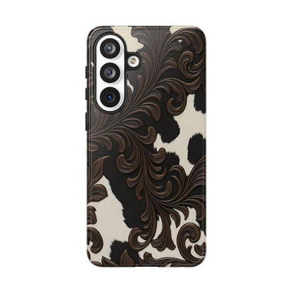 Faux Tooled Black Cowhide Tough Case