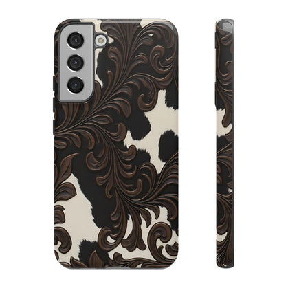 Faux Tooled Black Cowhide Tough Case