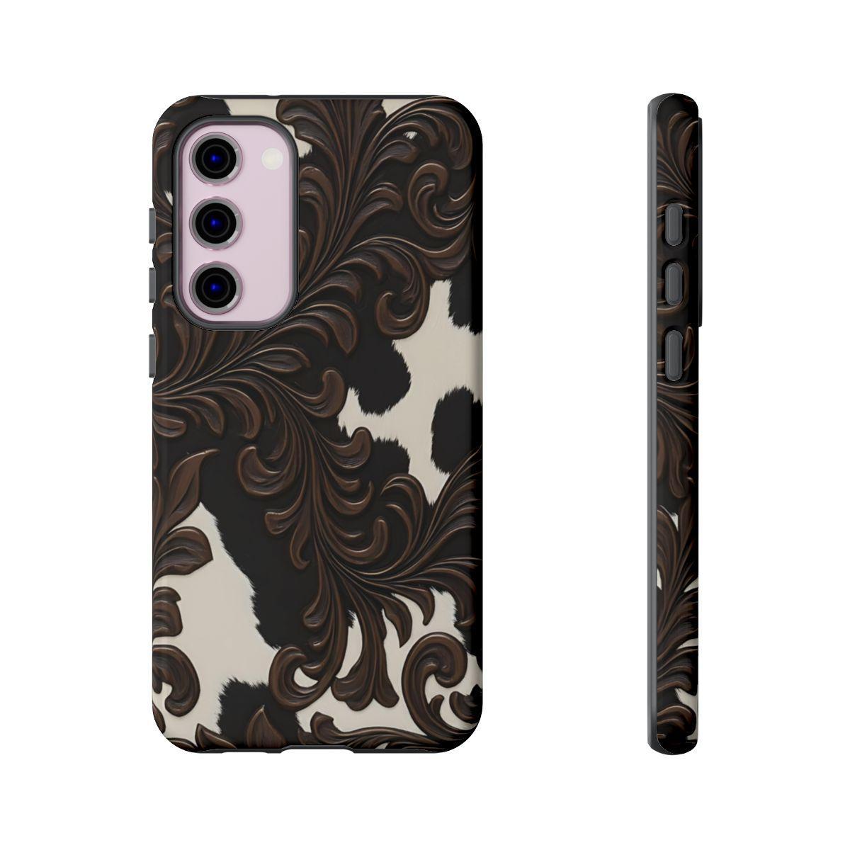 Faux Tooled Black Cowhide Tough Case