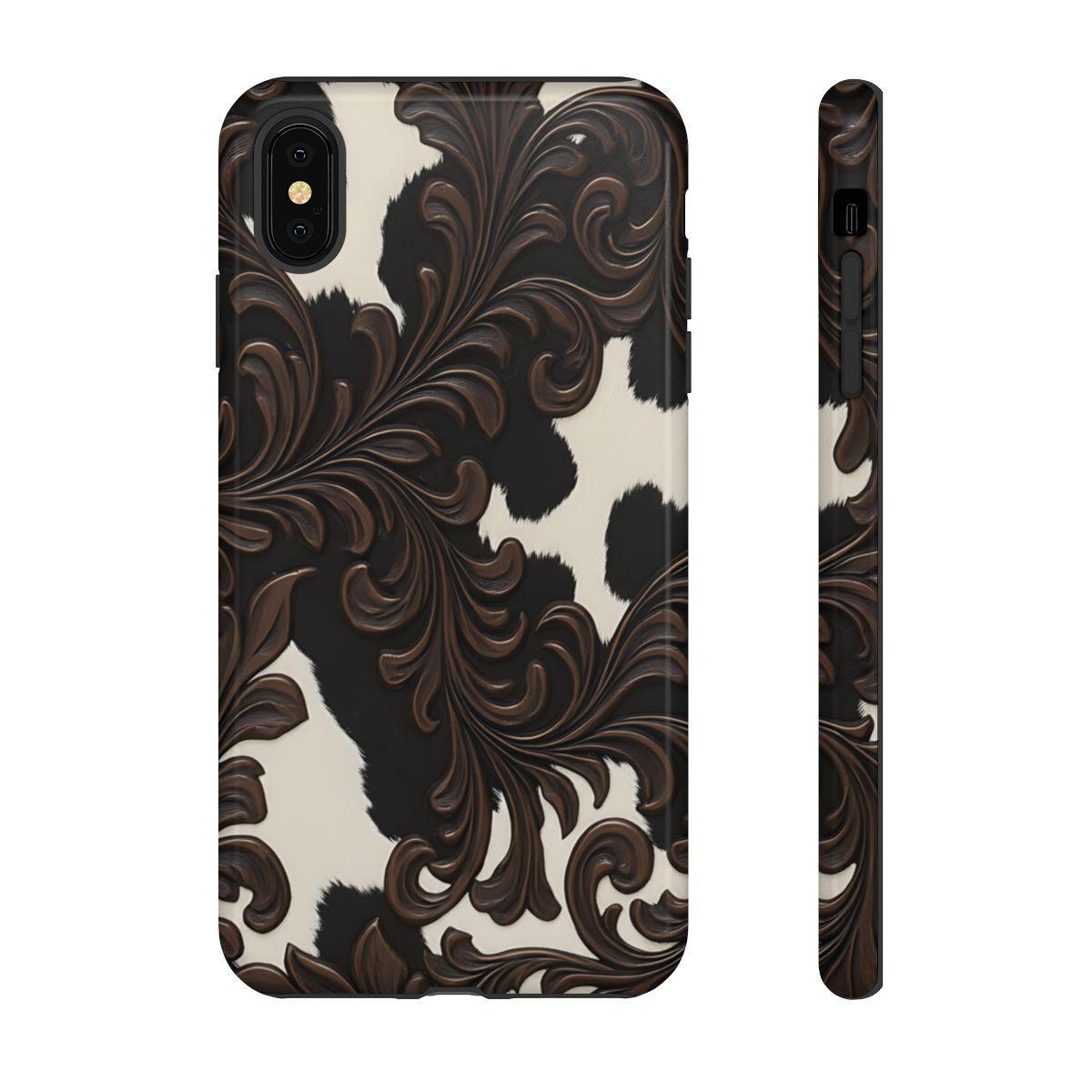 Faux Tooled Black Cowhide Tough Case