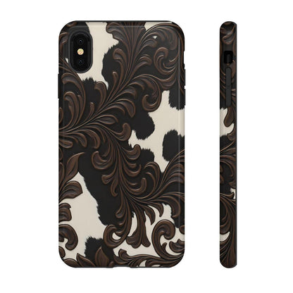 Faux Tooled Black Cowhide Tough Case