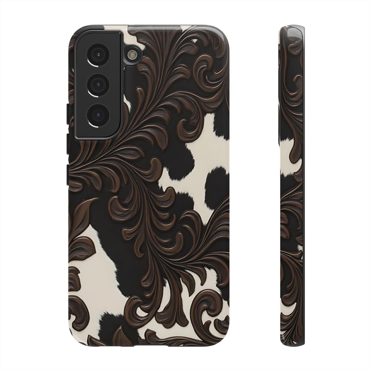 Faux Tooled Black Cowhide Tough Case