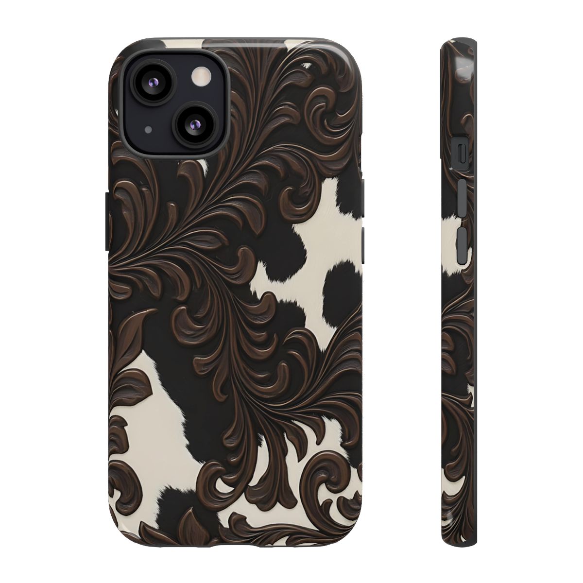 Faux Tooled Black Cowhide Tough Case