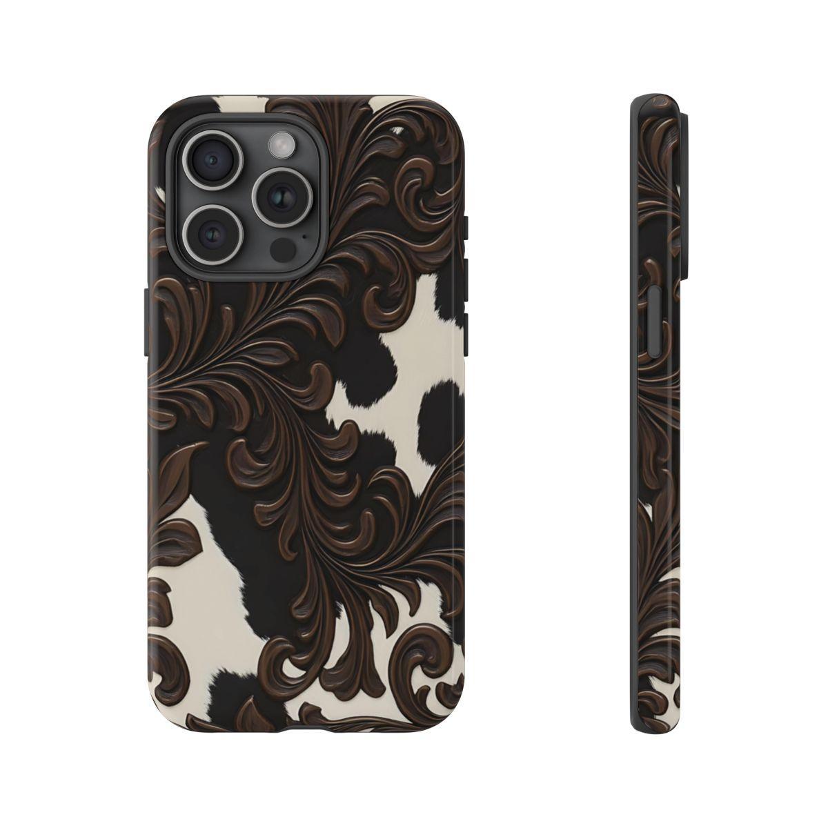 Faux Tooled Black Cowhide Tough Case