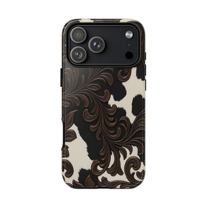 Faux Tooled Black Cowhide Tough Case