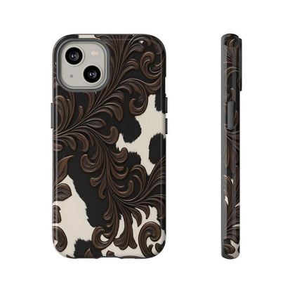 Faux Tooled Black Cowhide Tough Case