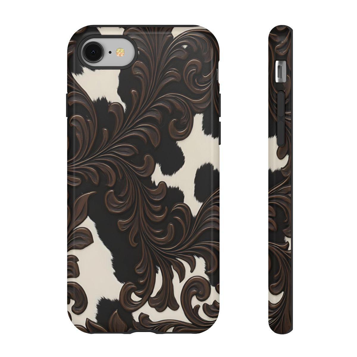 Faux Tooled Black Cowhide Tough Case