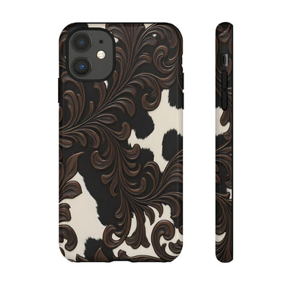 Faux Tooled Black Cowhide Tough Case