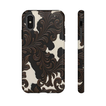 Faux Tooled Black Cowhide Tough Case