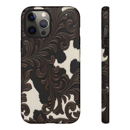 Faux Tooled Black Cowhide Tough Case