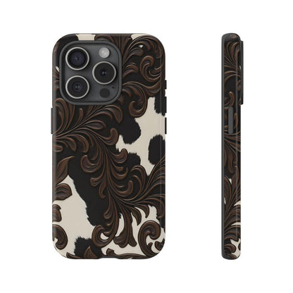 Faux Tooled Black Cowhide Tough Case