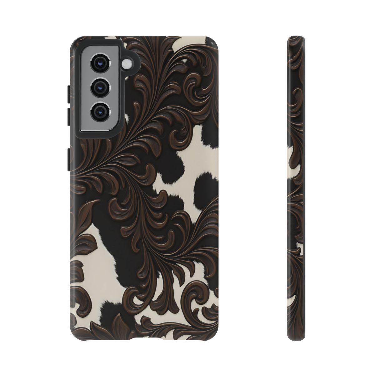Faux Tooled Black Cowhide Tough Case
