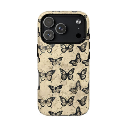 Black Vintage Butterflies Magnetic Case - iPhone 18 Pro
