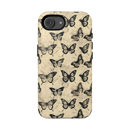 Black Vintage Butterflies Tough Case - iPhone 16e