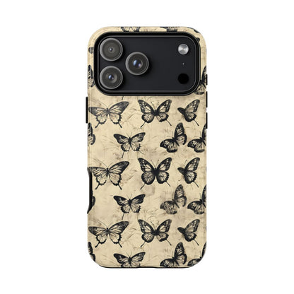 Black Vintage Butterflies Tough Case - iPhone 18 Pro Max