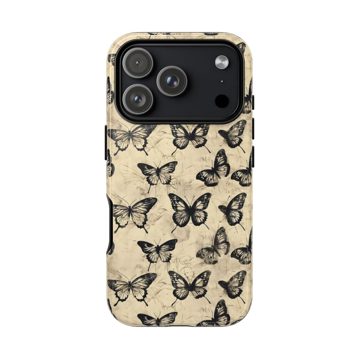 Black Vintage Butterflies Tough Case - iPhone 18 Pro