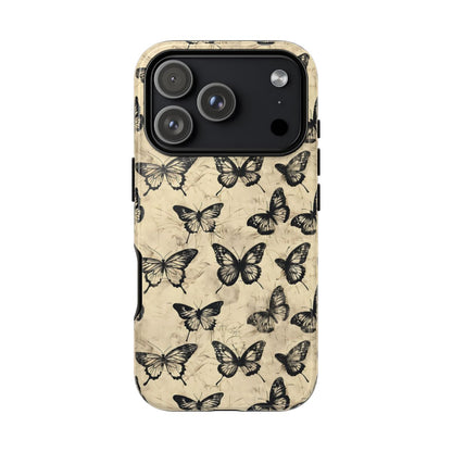 Black Vintage Butterflies Tough Case - iPhone 18 Pro