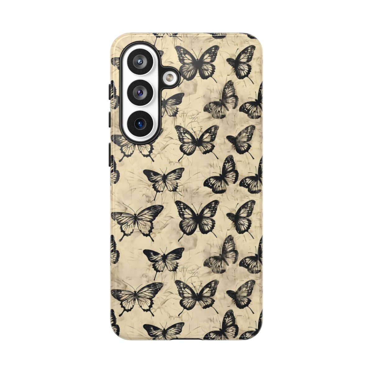 Black Vintage Butterflies Tough Case